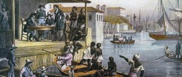 Landing of slaves in Cais do Valongo, painted by Rugendas in 1835. Photo from blackwomenofbrazil.co