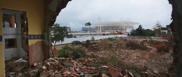 Demolished home with a view of the Olympic Park. Photo by The Independent 