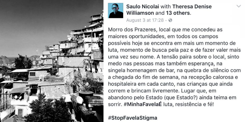 Saul Nicolai's post for #StopFavelaStigma day