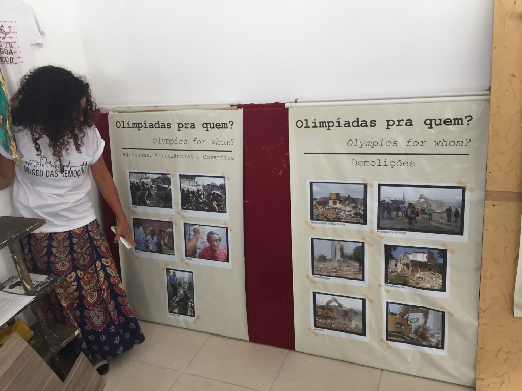 Sandra shows images from the Evictions Museum