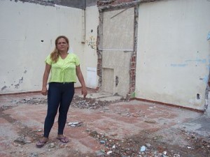 Marcia where her house used to stand
