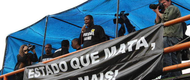 Community leaders spoke to the crowd. Photo by Carla Shah