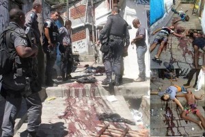 Images of the bodies and bloodstained alleys following the police operation in Morro do Juramento