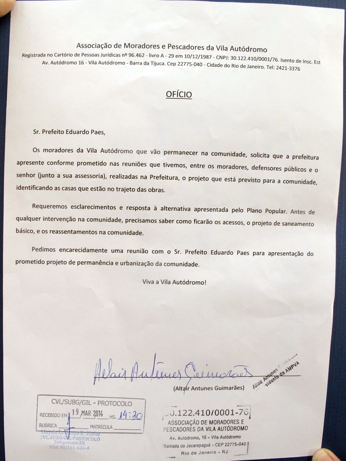 Nota to Prefeitura, Credit: Comitê Popular Rio