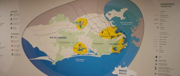 Map showing Olympic facilities across Rio in the Organizing Committee building