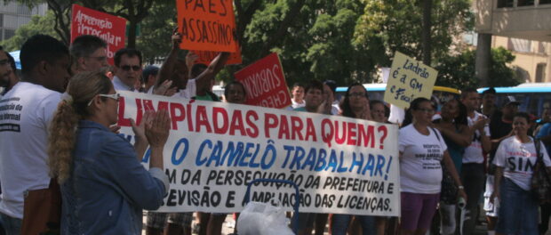 Protestors gathered in front of Candelária