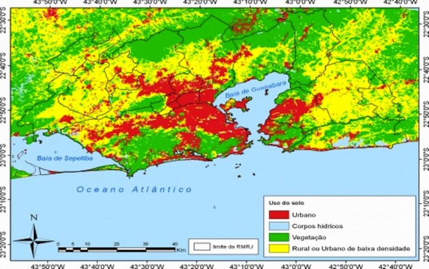Use of land in metropolitan Rio in the 2000's. Map from bit.ly/1hioIEc