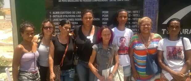 Mônica, second from right, with relatives of victims of police violence