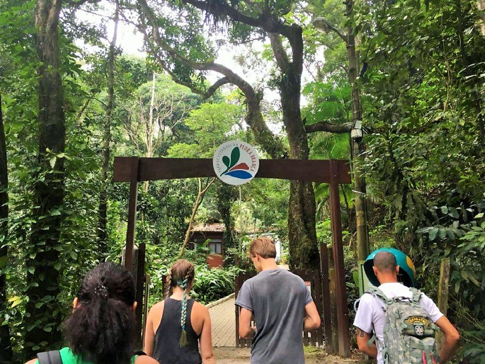 Beginning of the trail at the entrance to the Pedra Branca State Park