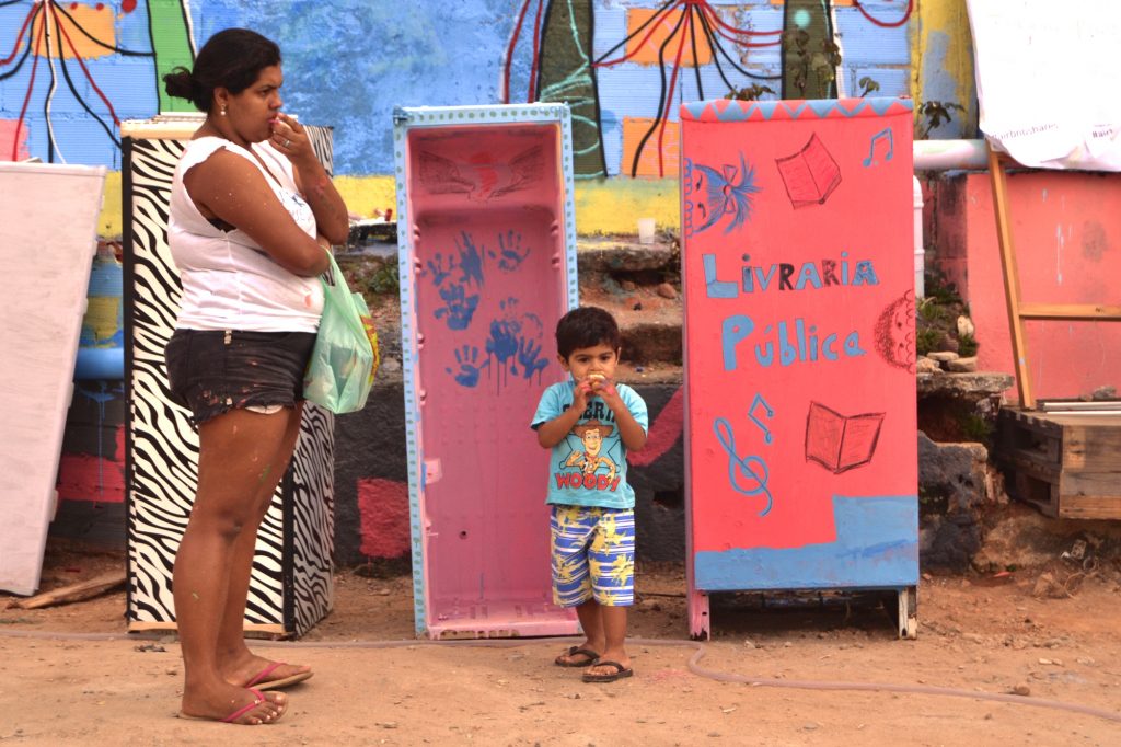 Fridges repurposed to be a library