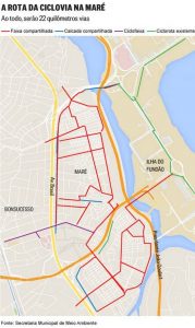 The projected bike path routes in Maré