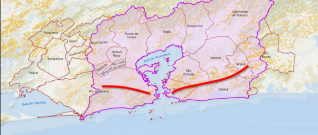 Torres' map shows areas that drain into Guanabara Bay Torres' map shows areas that drain into Guanabara Bay