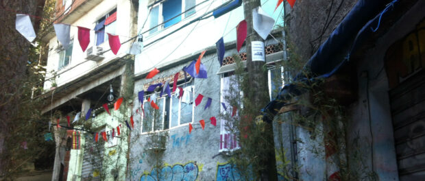 Chapéu-Mangueira, the community next to Babilônia, is decorated for Festa Junina celebrations