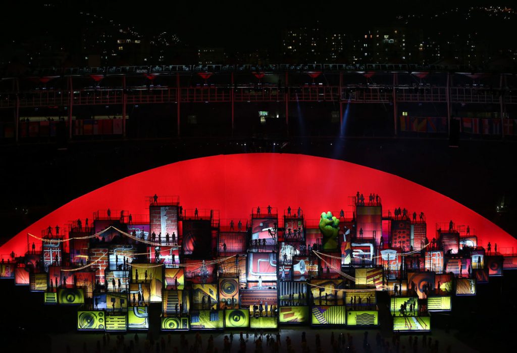 Favelas represented in the Olympics opening ceremony. Photo by Ian Walton/Getty Images 