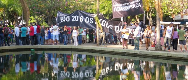 The protest began in Saens Peña Square