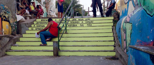 The self-made nature of favelas extends to maintenance and painting