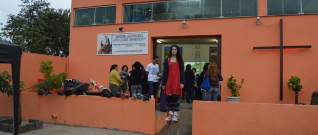 Stilt-walking at Sunday's event