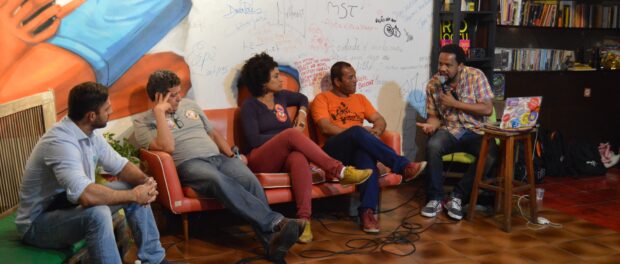 Left to right: David Michael Miranda, Romário Galvão, Marielle Franco and Célio Gari, Photo credit Nour El-Youssef