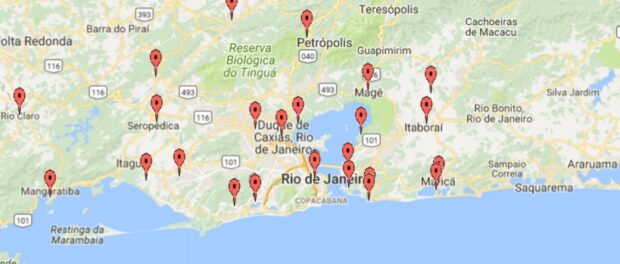 Rio de Janeiro region communities included on the map