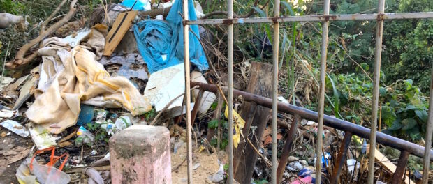 Garbage has accumulated near future plaza