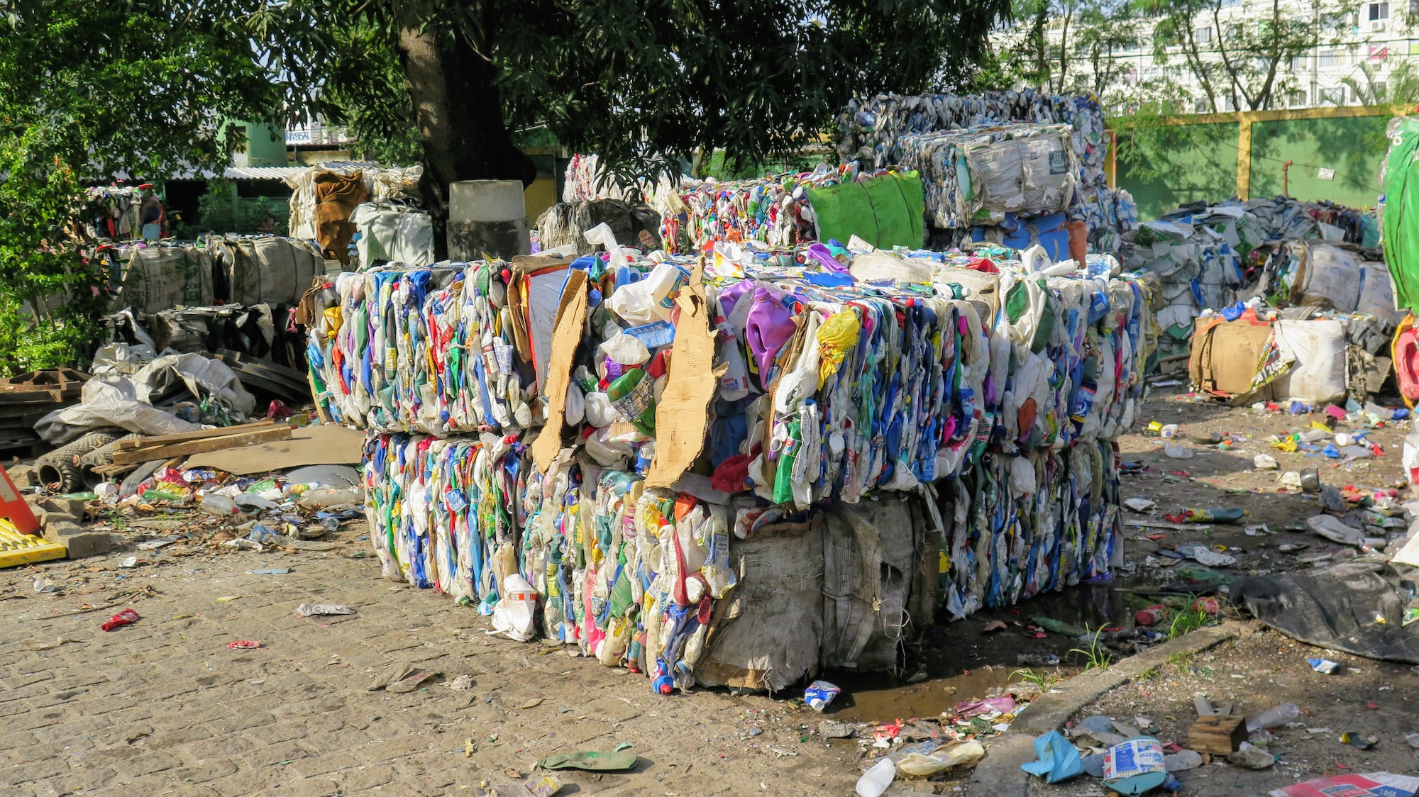 Material gets sorted, in this case plastic bottles