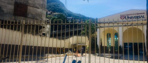 Works have already begun at the Universal Church of the Kingdom of God where the CT scanner will be installed. Photo: Michel Silva/Fala Roça