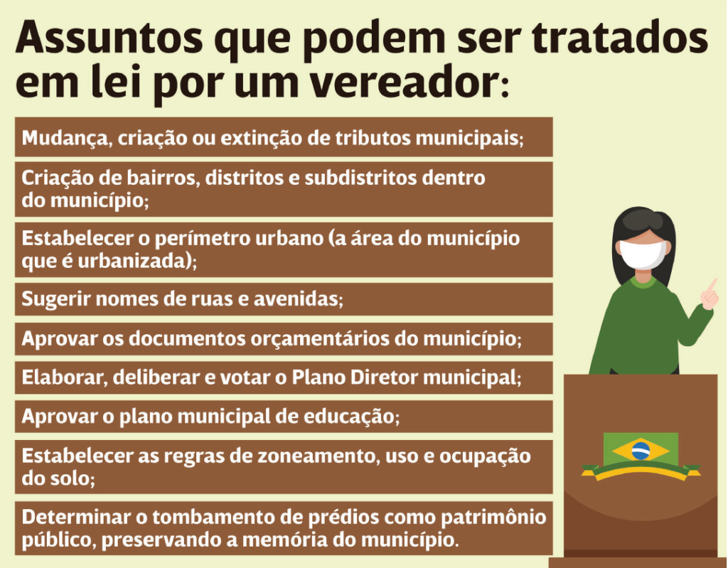 'Issues that can be addressed in a law by a city councilor' graphic by 'Maré de Notícias'.